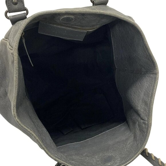 Auth BALENCIAGA The Sunday Small Tote 228750 Dark Gray Leather Tote Bag - Picture 15 of 16